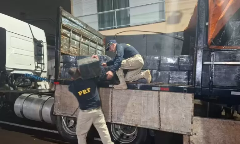 Carreta estraga, polícia vai ajudar e acaba encontrando mais de 2 toneladas de maconha no veículo na BR-277