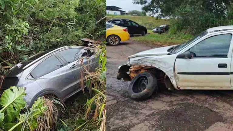 Batida entre carros deixa motorista ferido na PR-239 em Quatro Pontes