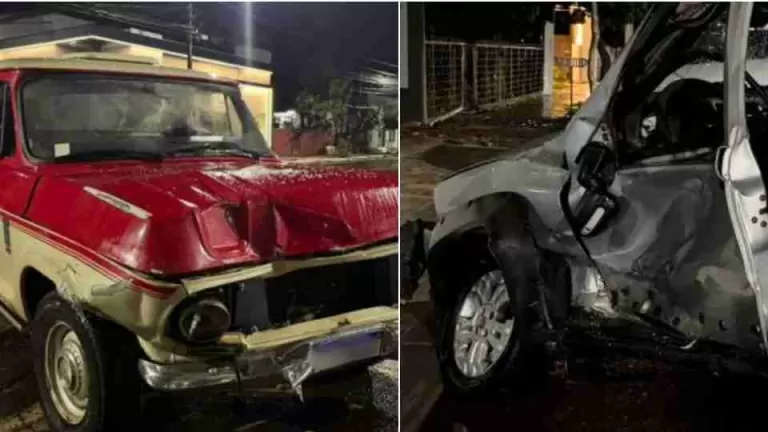 Batida entre caminhonete e utilitário deixa homem ferido em Santa Helena