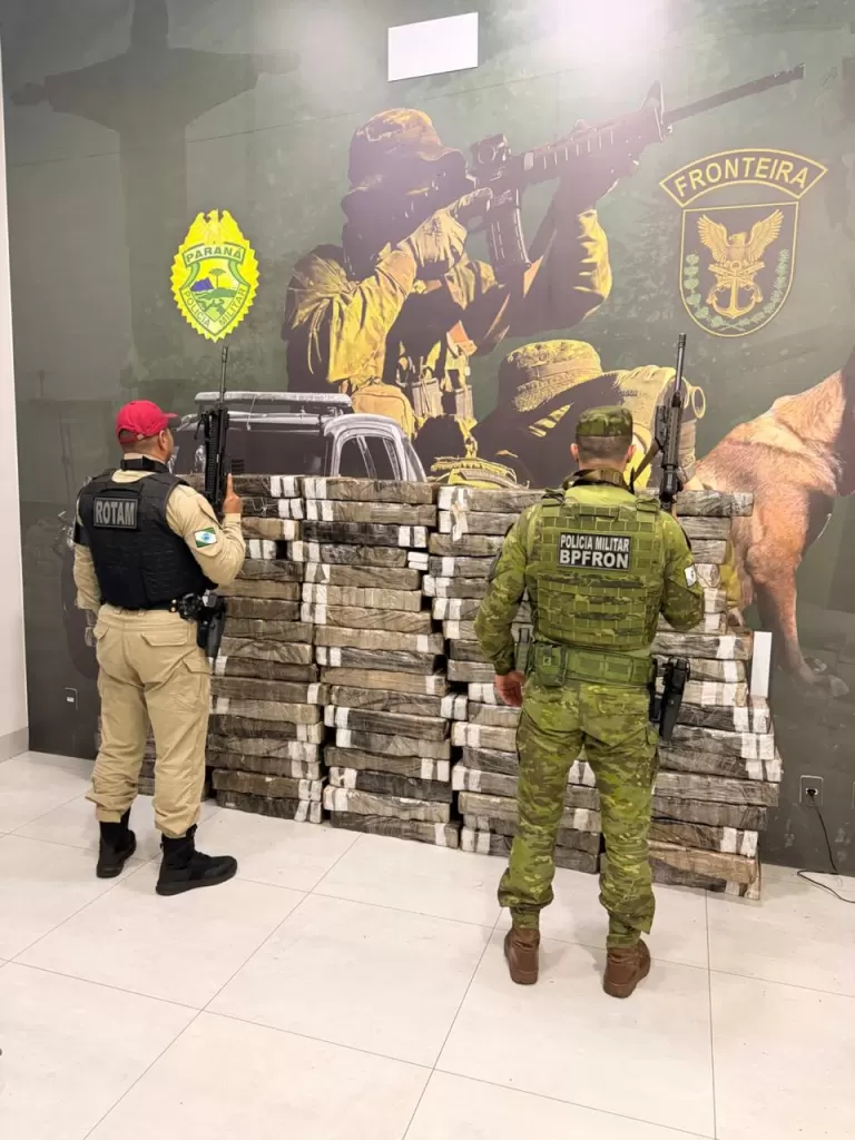Mais de uma tonelada de maconha é apreendida escondida em área de mata no Paraná