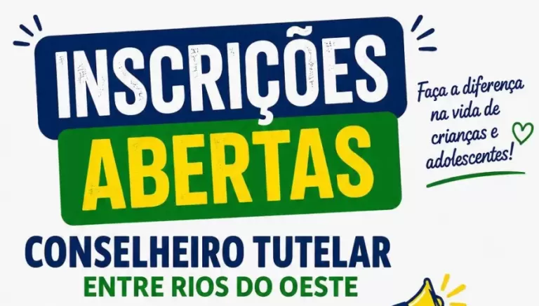 Inscrição da eleição suplementar para o Conselho Tutelar de Entre Rios do Oeste começa nesta terça-feira